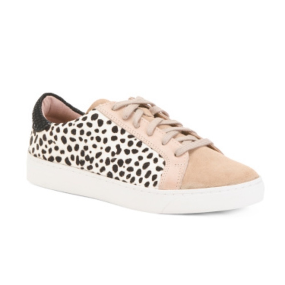 Crevo Leather Print Detail Suede Sneakers